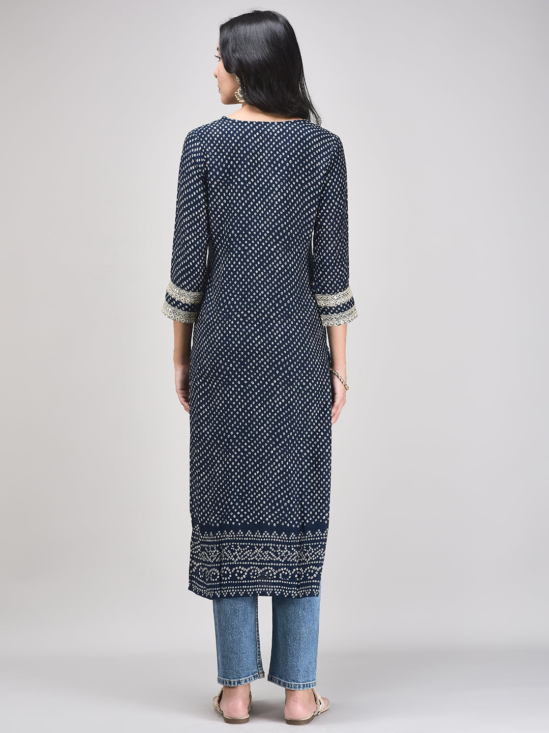 Women's Blue Muslin Printed Kurta I Ethnic Straight Kurta