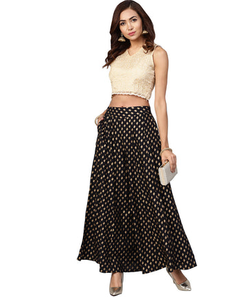 Women's Rayon Black Printed Palazzo