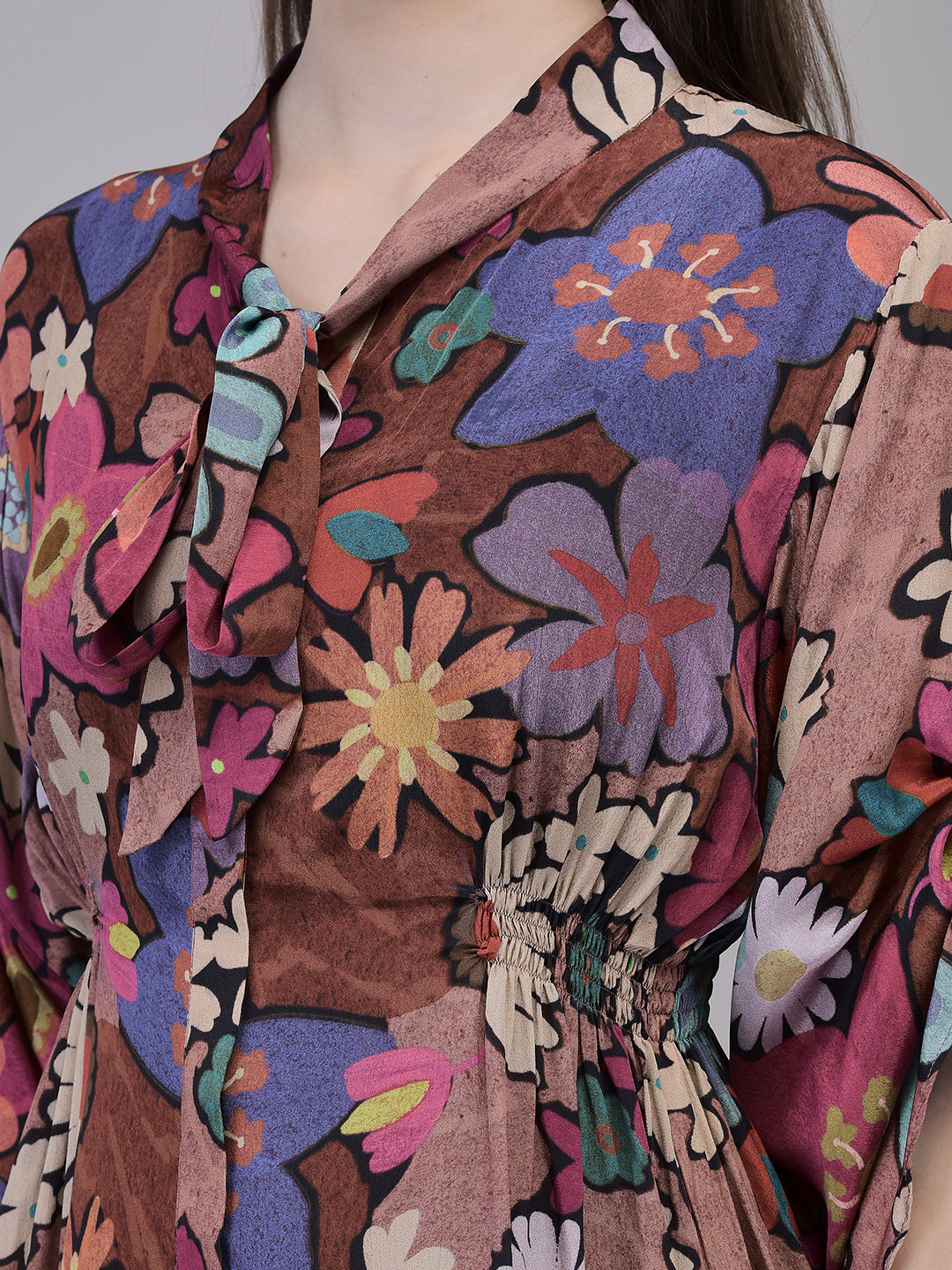 Women's Brown Crape Fabric Floral Printed Co-ord Set