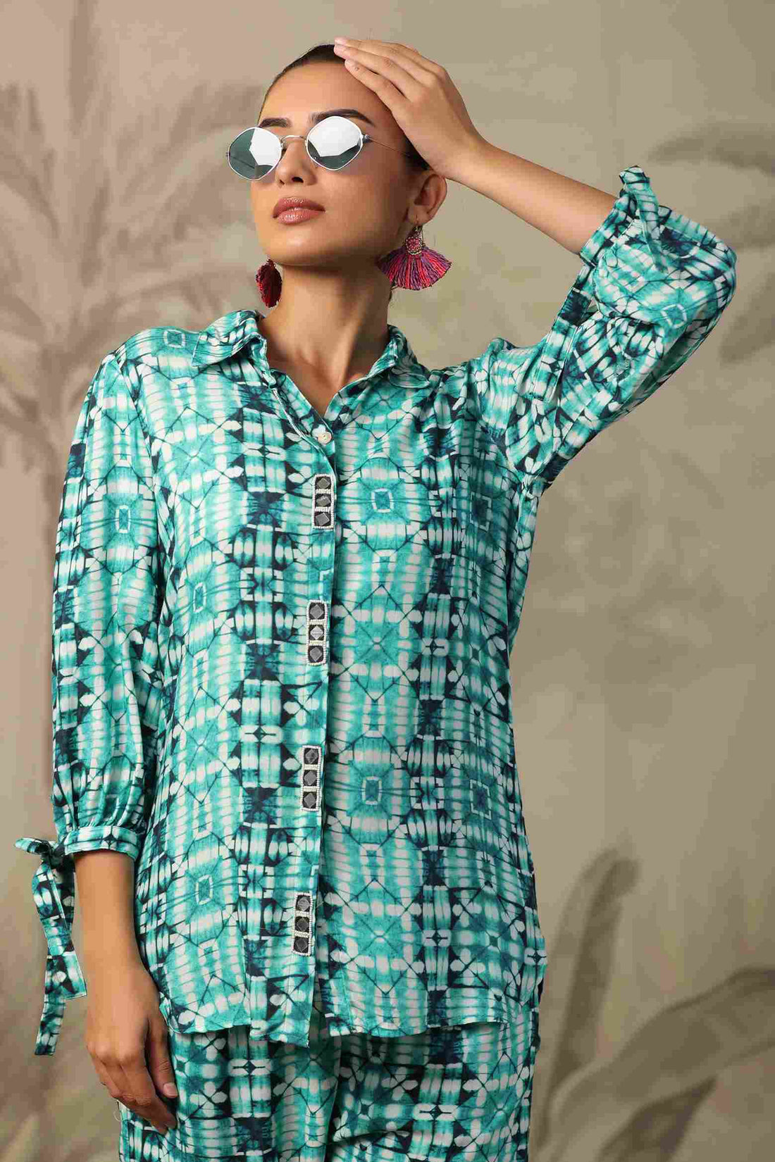 Women's Turquoise Rayon Fabric Co-ord Set with Sequin Work