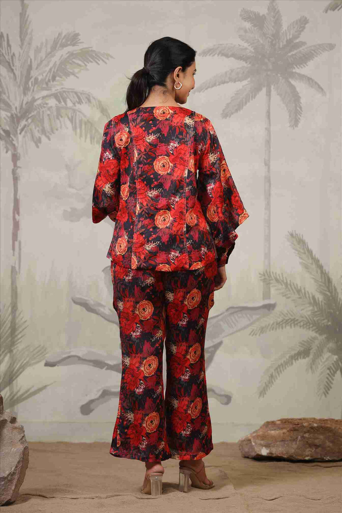 Women's Black Satin Fabric Co-ord Set