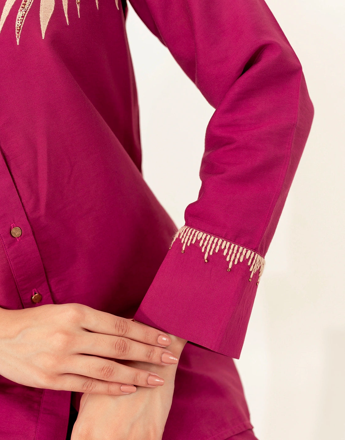 Women's Maroon Cotton Fabric Tunic Shirt with Pants