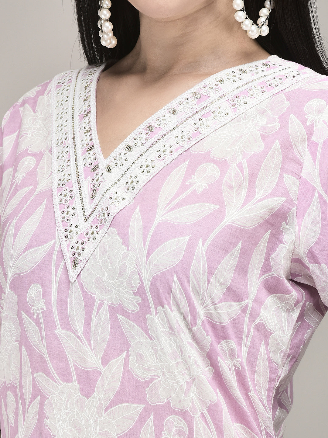 Women's Cotton Fabric Suit Set | Ethnic Printed Straight Kurta with Pants & Dupatta