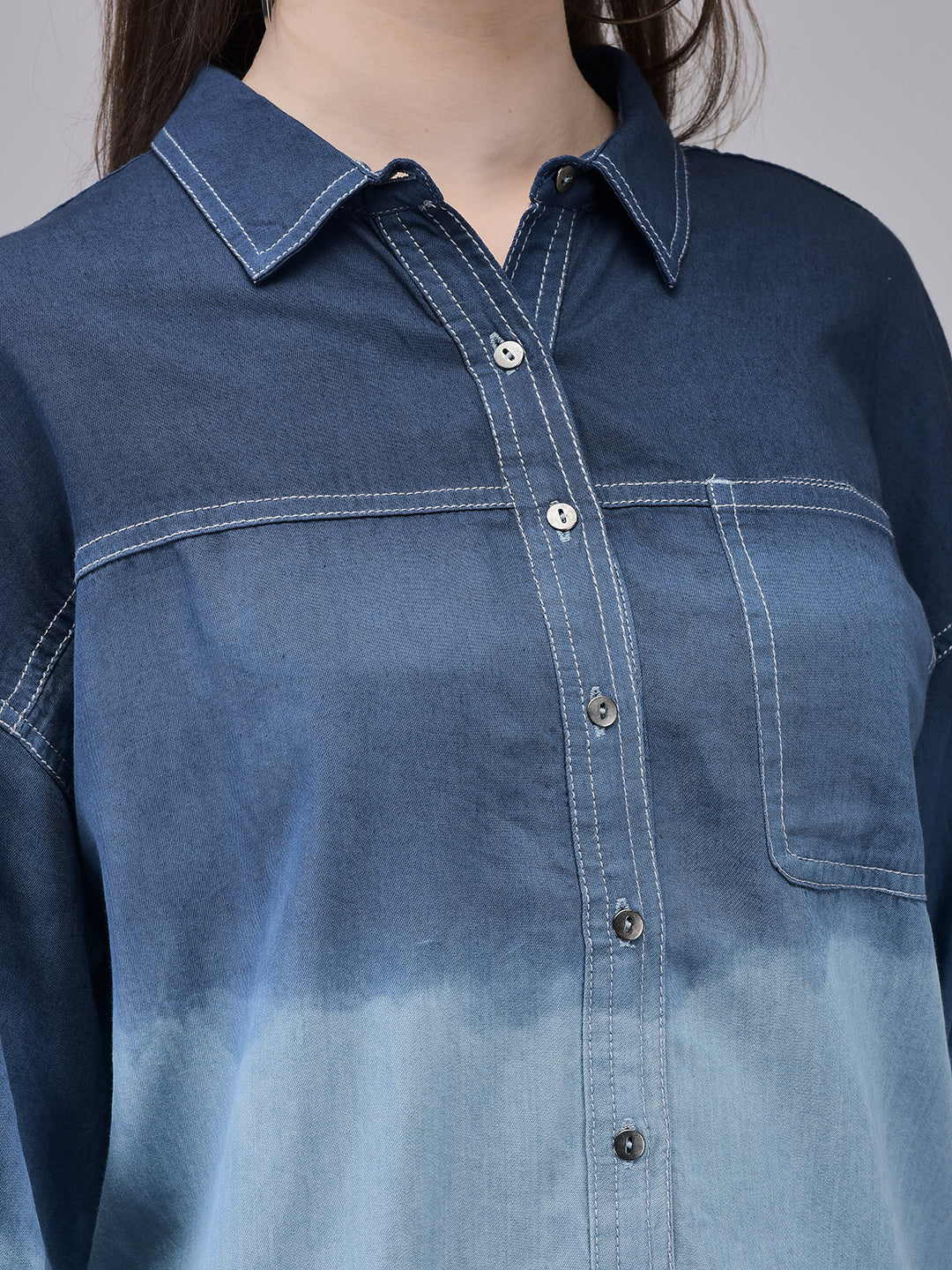 Women's Denim Tie & Dye Shirt | Regular Denim Shirt