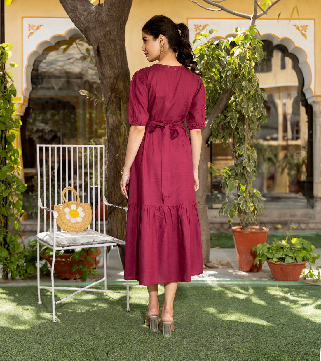 Women's Rayon Dress | Plain Wrap Style Dress with Pocket