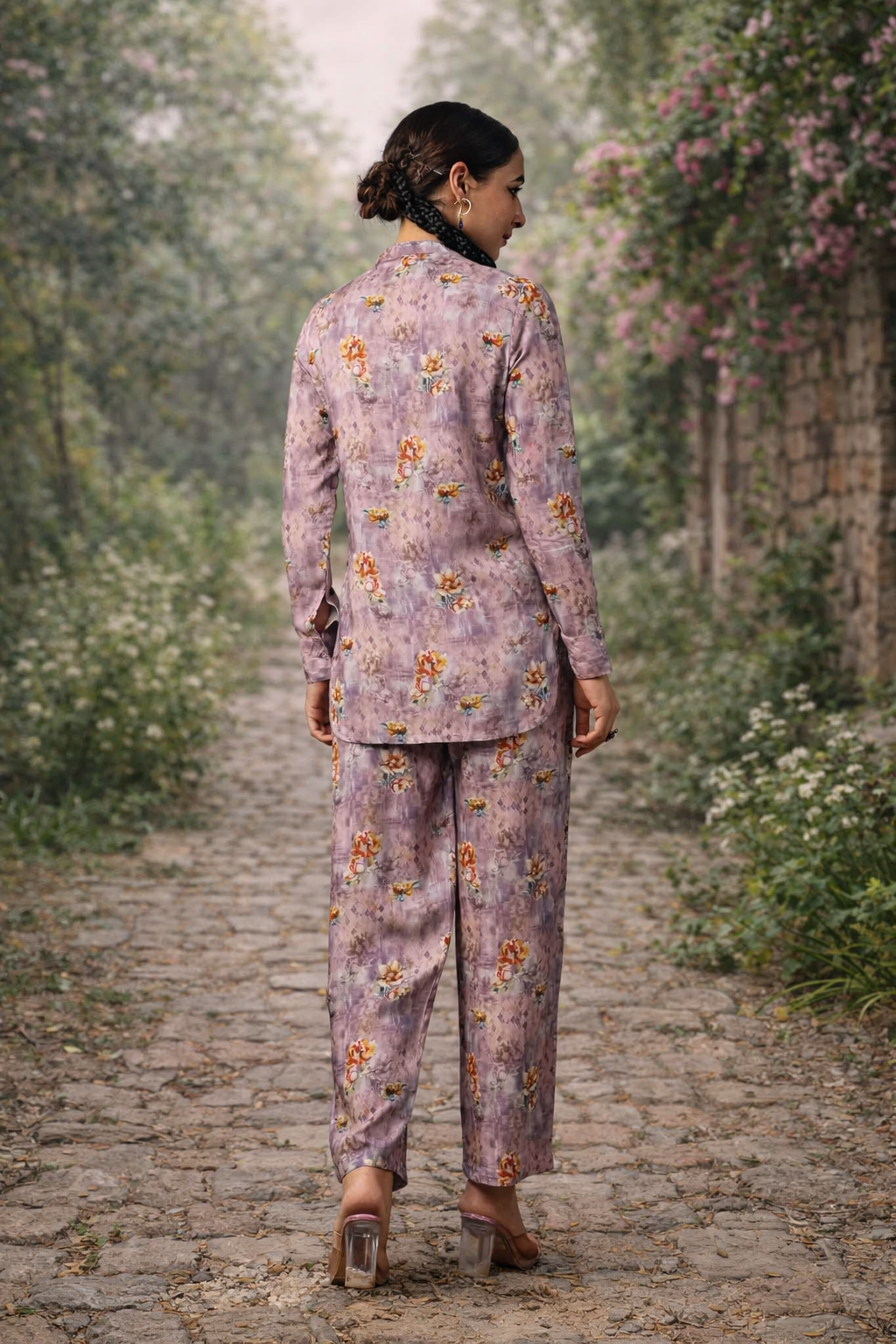 Women's Lavender Rayon Fabric Floral Printed Co-ord Set