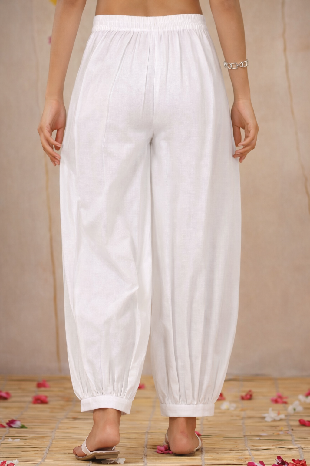 Women's Cotton Whited Dhoti Pant I Plain Dhoti with Pocket