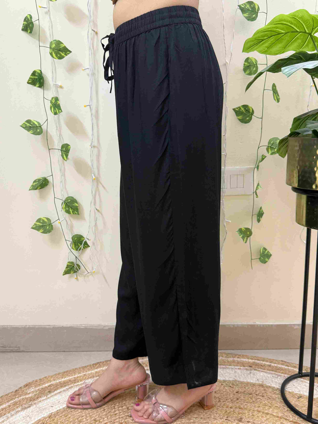 Women's Cotton Black Trouser I Plain Straight Pant