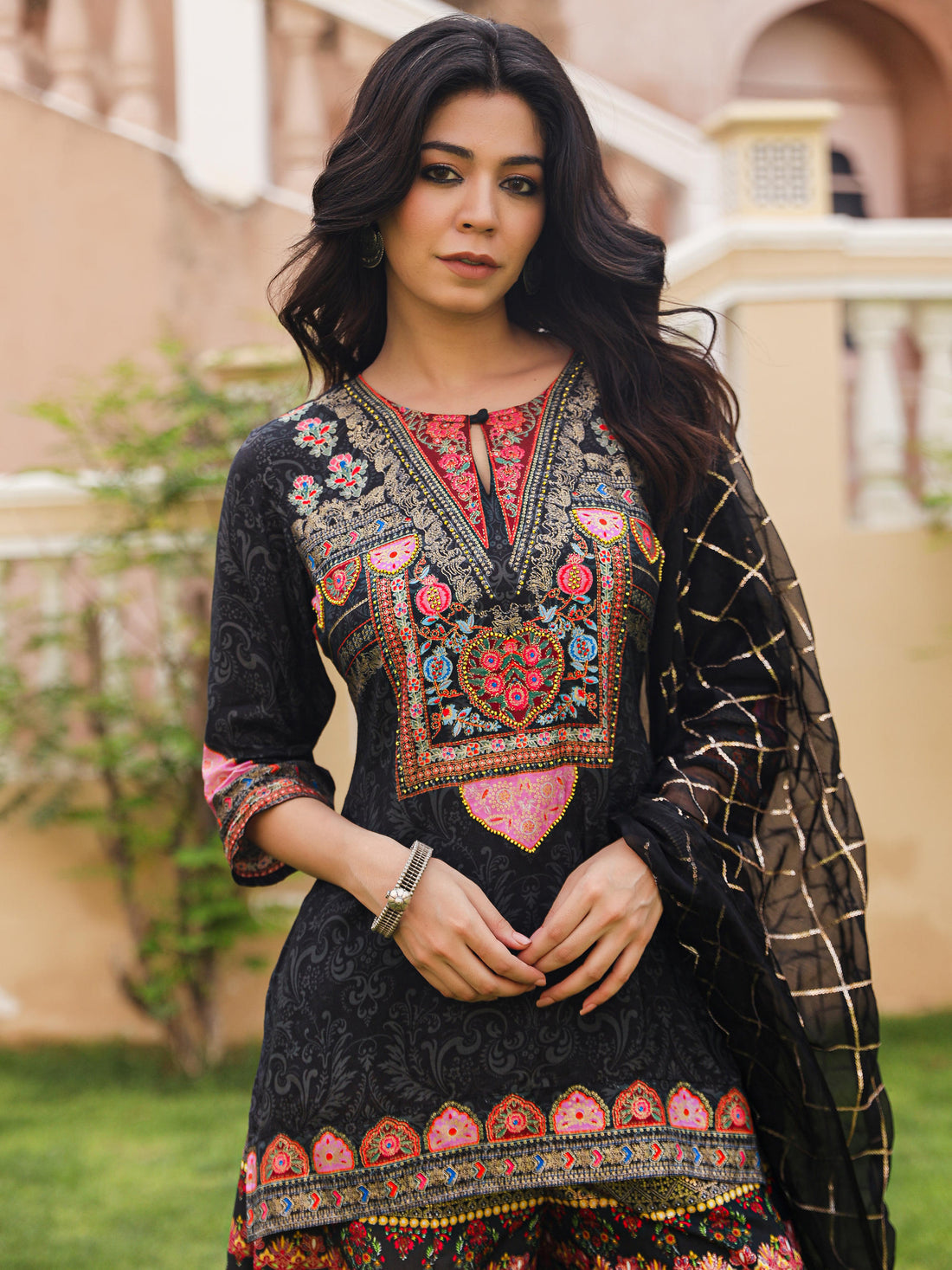 Women's Viscose printed Sharara Set | Ethnic Straight Kurta with Sharara & Dupatta