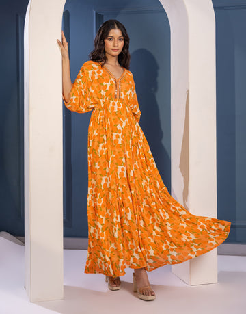 Women's Crepe Printed Dress | Floral Printed long