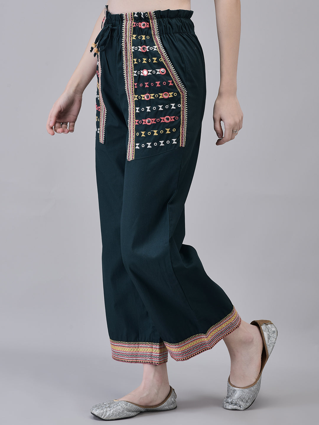 Women's Rayon Embroidered Trouser Ethnic Trouser with Pockets
